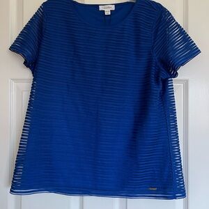 Calvin Klein Royal Blue Textured Short Sleeve Top